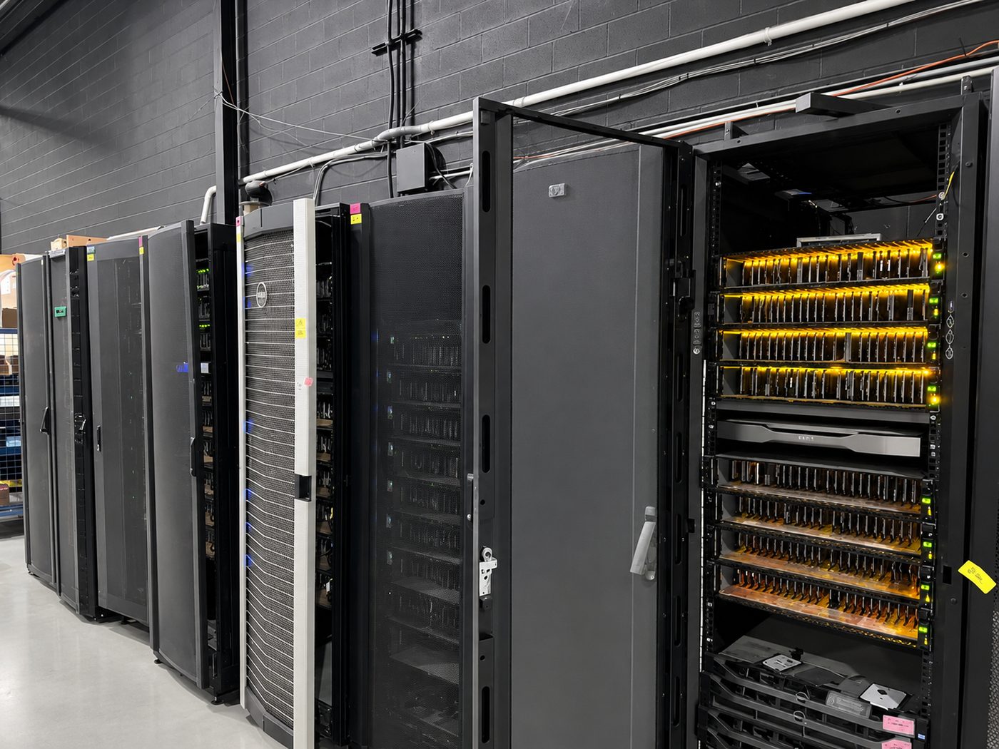 Server racks ready for secure ITAD processing