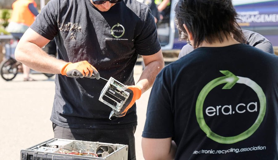 Electronics being sorted at an ERA recycling event